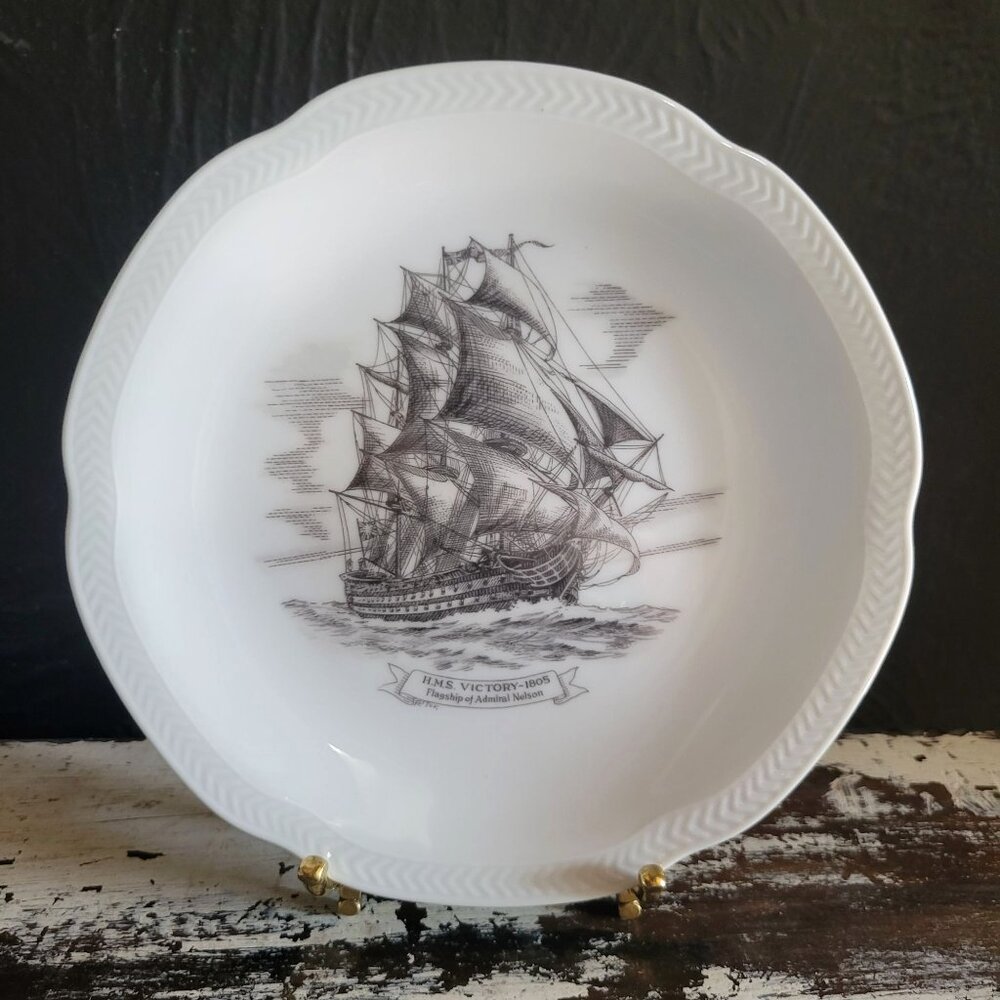 Vtg Home Line Nautical Ship Plate HMS Victory Flagship of Admiral Nelson 1805